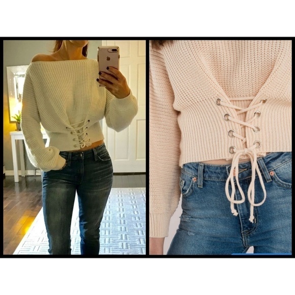 💕LF SEEK THE LABEL💕 Chunky Corset LaceUp Sweater Small S NWT - Picture 10 of 10